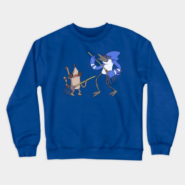 Regular Show - Mordecai and Riby Rake Guitars Crewneck Sweatshirt by surfinggiraffecomics